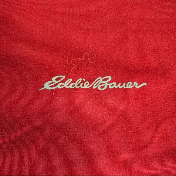 Eddie Bauer 1/4 Quarter Zip Collared Red Pullover Lightweight Mens X Large - Picture 4 of 12